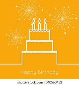 Abstract background with birthday cupcake and lighted candle. 
