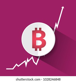 Abstract background with bitcoin symbol in the middle and graph at the back.