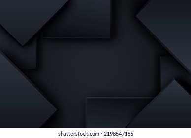 Abstract background of black 3d rhombus and square. Vector geometric background