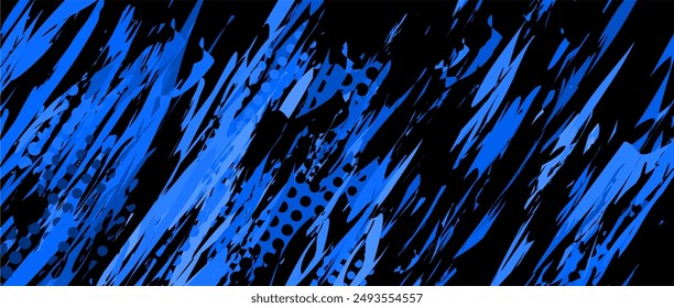 abstract background in black and blue, incorporating halftone brush effects. Vector illustration