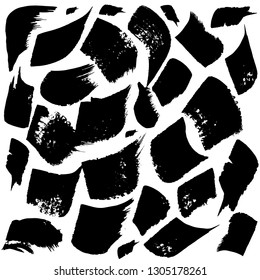 Abstract background with black brush strokes. Black artistic design elements. Vector isolated on white background