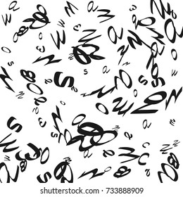 Abstract background of black capital letters isolated on white background. Illustration is good for educational design. 23 April. Vector.