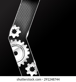 Abstract background black and chrome gear vector illustration eps10