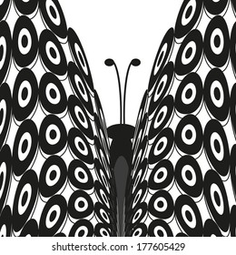abstract background black circles butterfly