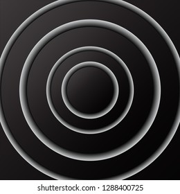 Abstract background of black circles with shadow, paper layers. Vector