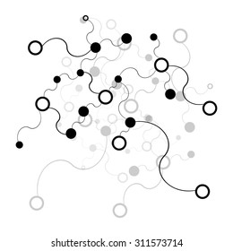 Abstract background. Black connecting dots on white. Vector Illustration