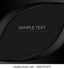 Abstract background with black curved lines on a black background Element design banners posters templates for business Mourning black background with a pattern of wavy dark stripes Vector graphics