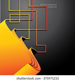 Abstract background of black elements with bright orange