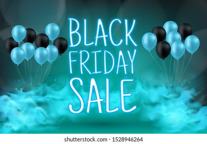 abstract background of black friday sale with balloon, night party concept
