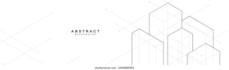 Abstract background with black geometric lines. Architectural construction concept. Vector illustration