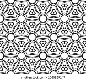 Abstract background with black geometric seamless ornament. Vector illustration.