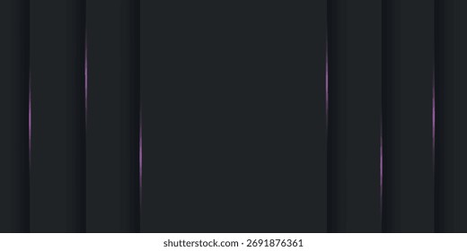 Fondo Abstractas con Formas geométricas negras y líneas púrpuras brillantes. Concepto de fondo moderno y futurista para Fondos de pantalla, Anuncios, presentaciones, Web, cubiertas, certificados y folletos.