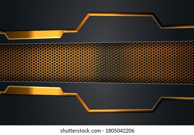 Abstract background with black geometric and shimmering golden pattern. Composition with geometric shapes. Realistic background with geometric shape.