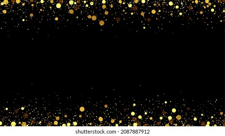 Abstract background Black background with glitter golden particles