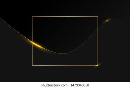 Abstract background with black and golden light line composition. Luxury and premium template vector design for use element , frame, poster, flyer, sale banner, black friday advertising