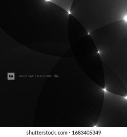 Efecto superpuesto y luminoso del círculo negro y gris del fondo abstracto. Ilustración del vector
