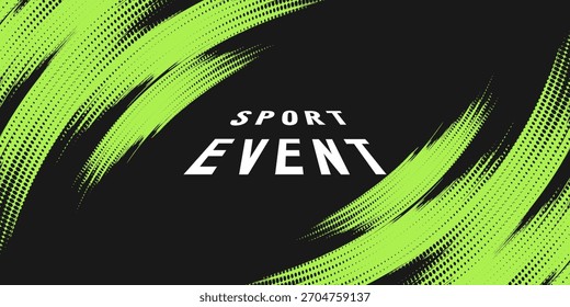 Fondo Abstractas con textura de pincel negro y verde y efecto semitono. Fondo deportivo grunge, para Elementos de diseño de Anuncio o póster