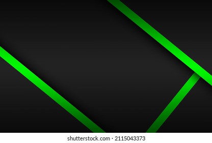 Fondo abstracto con capas negras y verdes sobre el otro. Plantilla de diseño moderna para su negocio. Ilustración vectorial con rayas y líneas oblicuas