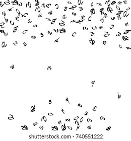 Abstract background of black handwritten letters, isolated on white background. Illustration is good for educational design. 23 April. Vector.