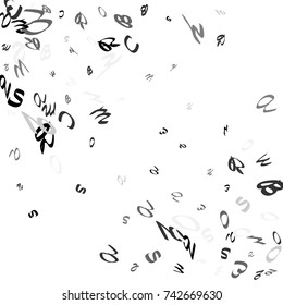Abstract background of black handwritten letters, isolated on white background. Illustration is good for educational design. 23 April. Vector.
