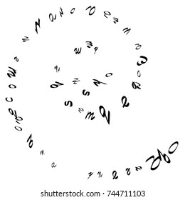 Abstract background of black handwritten letters, isolated on white background. Illustration is good for educational design. 23 April. Vector.