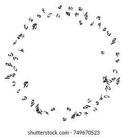 Abstract background of black handwritten letters, isolated on white background. Illustration is good for educational design. 23 April. Vector.