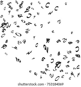 Abstract background of black handwritten letters, isolated on white background. Illustration is good for educational design. 23 April. Vector.