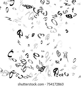 Abstract background of black handwritten letters, isolated on white background. Illustration is good for educational design. 23 April. Vector.