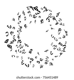 Abstract background of black handwritten letters, isolated on white background. Illustration is good for educational design. 23 April. Vector.