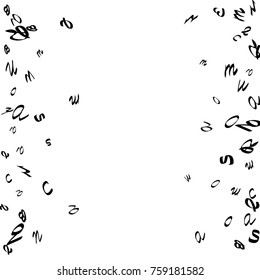 Abstract background of black handwritten letters, isolated on white background. Illustration is good for educational design. 23 April. Vector.