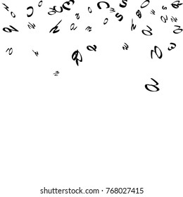 Abstract background of black handwritten letters, isolated on white background. Vector.