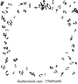 Abstract background of black handwritten letters, isolated on white background. Illustration is good for educational design. 23 April. Vector.
