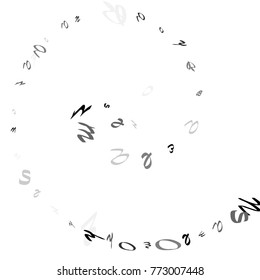 Abstract background of black handwritten letters, isolated on white background. Illustration is good for educational design. 23 April. Vector.