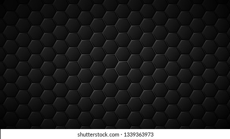 Abstract background of black hexagon tiles with gray gaps between them