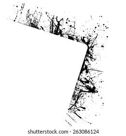 Abstract background with black ink blots and white frame. eps10