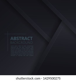 Abstract background of black layer. Minimal origami paper. Black background for your design. Vector illustration.