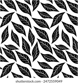 Abstract background with black leaves.Vintage elegant black floral pattern.Modern stylish floral with leaves.vector illustration repeatable pattern,