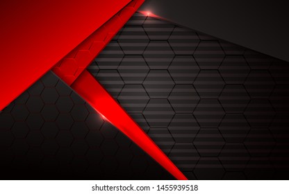 Abstract background with black and light red frame design metal shape background. Triangle texture steel tech innovation layout concept for use modern banner, cover, business, brochure, corporate