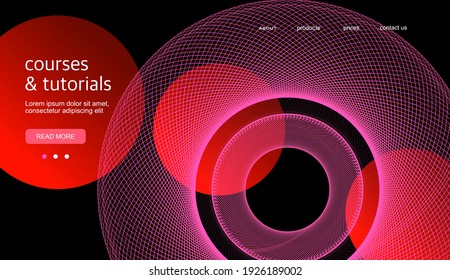 Abstract background. Black background with a linear swirl. Template for a landing page, cover, banner. Design for a website. Vector illustration