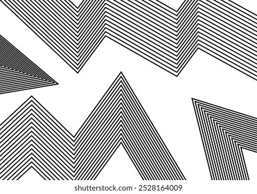 Fondo Abstractas de líneas negras dibujadas en picos sobre fondo blanco