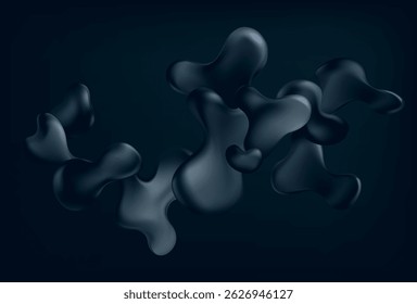 Abstract background of black liquid bubbles. Colorful vector fluid shape.