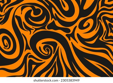 abstract background, with black and orange wavy water pattern