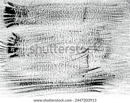 Abstract background, black paint brush strokes on white watercolor paper.