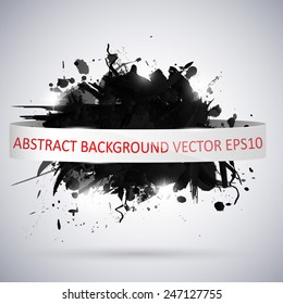 Abstract background with black paint splashes. Vector illustration.