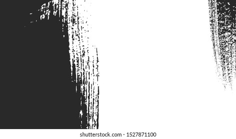 Abstract background with black paintbrush strokes on white. Universal freehand painted frame with copy space for text. Japanese style design element. Grunge card template for advertising message.