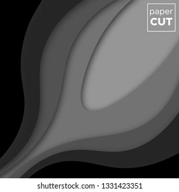 Abstract  Background with Black Paper Cut shapes. Vector illustration.