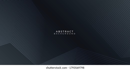 Abstract background with black paper layers. Vector geometric illustration of carbon sliced shapes textured with line stripes. Graphic design element. Elegant decoration