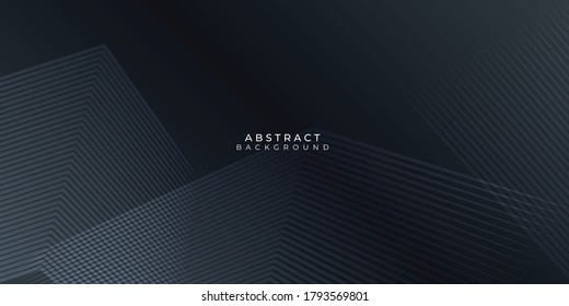 Abstract background with black paper layers. Vector geometric illustration of carbon sliced shapes textured with line stripes. Graphic design element. Elegant decoration