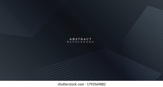 Abstract background with black paper layers. Vector geometric illustration of carbon sliced shapes textured with line stripes. Graphic design element. Elegant decoration