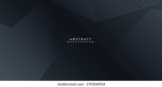 Abstract background with black paper layers. Vector geometric illustration of carbon sliced shapes textured with line stripes. Graphic design element. Elegant decoration